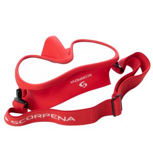 Maska Scorpena N3 ar spoguļlēcām un elastīgu siksnu, sarkana